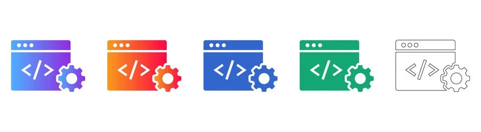 Software Development Coding Interface Icon Set Illustrazione stock
