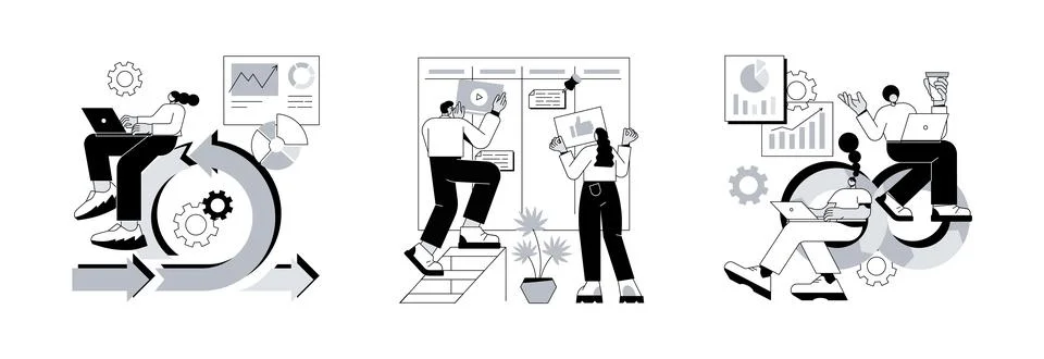 Software development company abstract concept vector illustrations. Stock Illustration