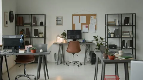 Software Development Company Office with Programmers Desks and Computers Stock-Footage 335936735