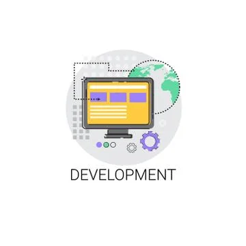 Software Development Computer Programming Device Technology Icon 스톡 일러스트