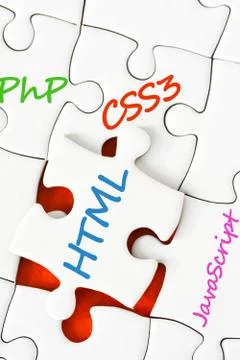 Software development concept with puzzle pieces Fotos Stock