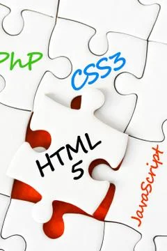 Software development concept with puzzle pieces 스톡 사진