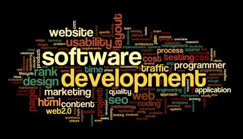 Software development concept in tag cloud Stockillustratie