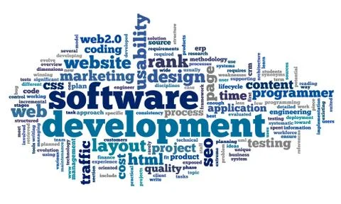 Software development concept in tag cloud 스톡 일러스트