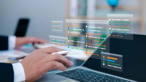 Software development concepts and programming for various devices, Chart, t.. Stock Photos