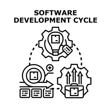 Software development cycle stages and agile development concept イラスト素材
