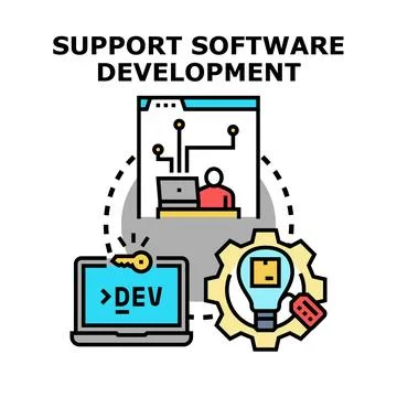 Software development cycle supporting programming and innovation Stock Illustration