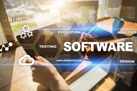 Software development. Data Digital Programs System Technology Concept. Stock Illustration