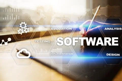 Software development. Data Digital Programs System Technology Concept. Stock Illustration