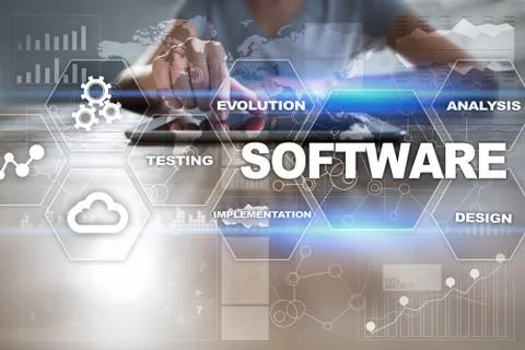Software development. Data Digital Programs System Technology Concept Foto stock
