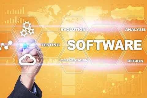 Software development. Data Digital Programs System Technology Concept Foto stock