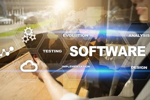 Software development. Data Digital Programs System Technology Concept. Foto stock