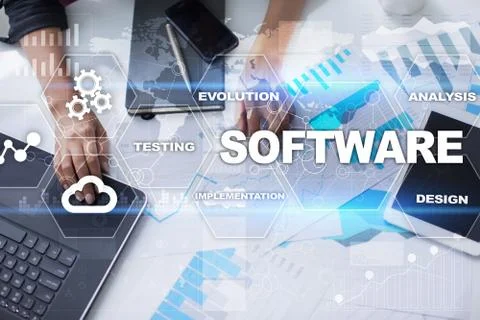 Software development. Data Digital Programs System Technology Concept. Foto stock