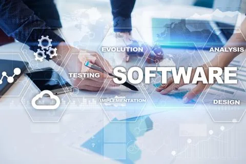 Software development. Data Digital Programs System Technology Concept. Foto stock