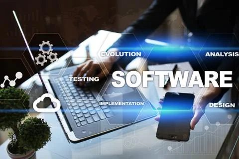 Software development. Data Digital Programs System Technology Concept. Foto stock