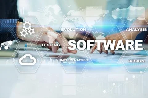 Software development. Data Digital Programs System Technology Concept. Foto stock