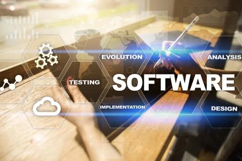 Software development. Data Digital Programs System Technology Concept. Foto stock