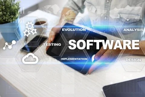 Software development. Data Digital Programs System Technology Concept. Stock Photos