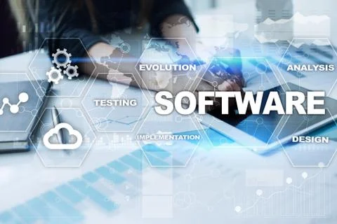 Software development. Data Digital Programs System Technology Concept. Foto stock