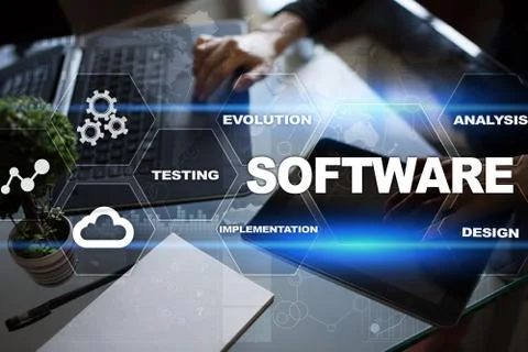 Software development. Data Digital Programs System Technology Concept. 写真素材