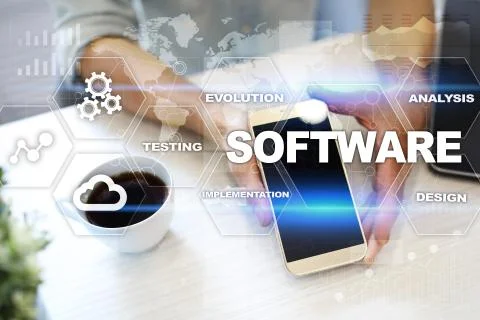 Software development. Data Digital Programs System Technology Concept. Foto stock