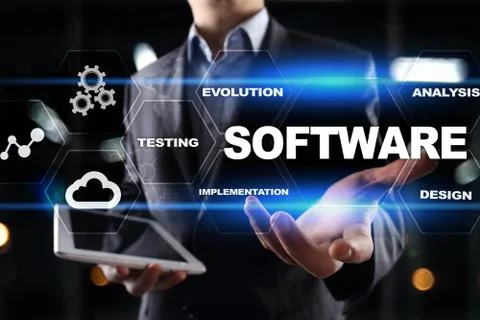 Software development. Data Digital Programs System Technology Concept. 写真素材