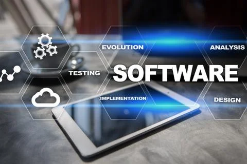 Software development. Data Digital Programs System Technology Concept. Stock Photos