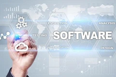 Software development. Data Digital Programs System Technology Concept. Foto stock