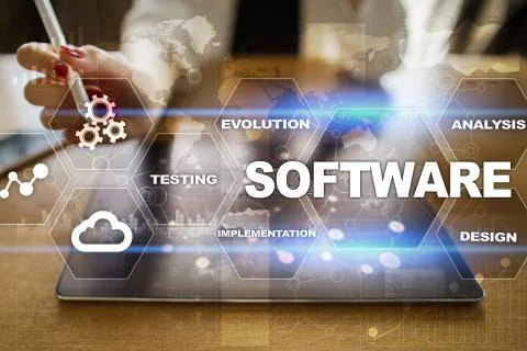 Software development. Data Digital Programs System Technology Concept. Foto stock