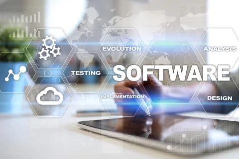 Software development. Data Digital Programs System Technology Concept. Foto stock