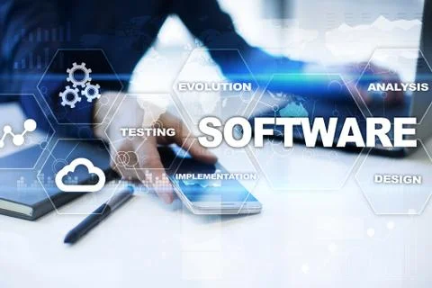 Software development. Data Digital Programs System Technology Concept. Foto stock
