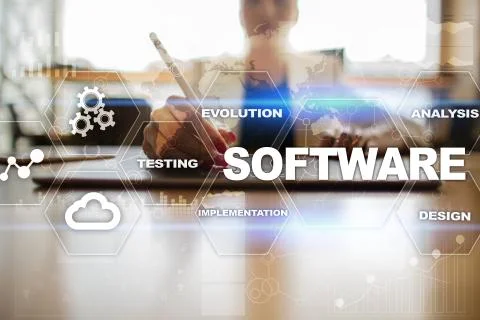 Software development. Data Digital Programs System Technology Concept. Foto stock