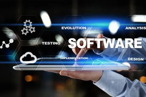 Software development. Data Digital Programs System Technology Concept. Foto stock