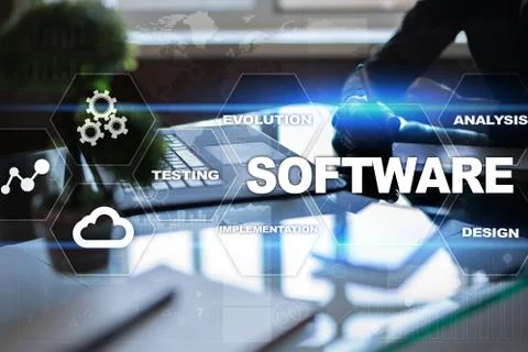 Software development. Data Digital Programs System Technology Concept. Foto stock