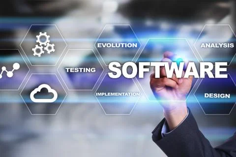 Software development. Data Digital Programs System Technology Concept. Foto stock