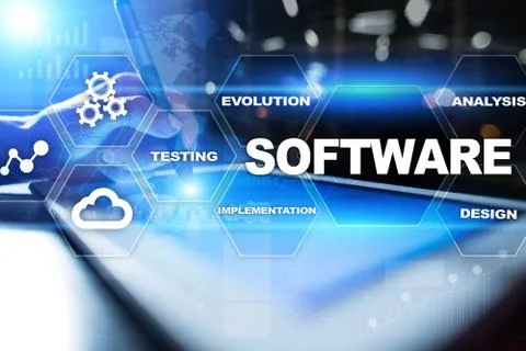 Software development. Data Digital Programs System Technology Concept. Foto stock