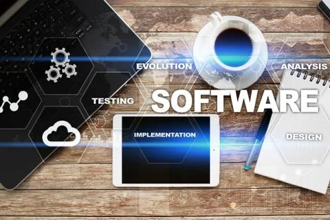Software development. Data Digital Programs System Technology Concept. Stock Photos