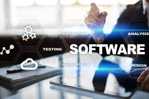 Software development. Data Digital Programs System Technology Concept. 写真素材