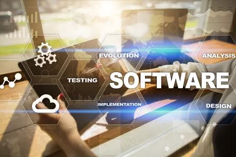 Software development. Data Digital Programs System Technology Concept. Foto stock