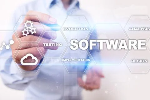 Software development. Data Digital Programs System Technology Concept. Stock Photos