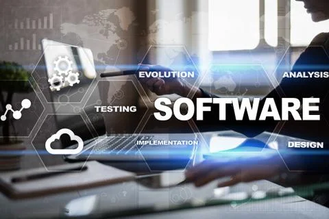 Software development. Data Digital Programs System Technology Concept. Foto stock