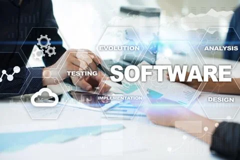 Software development. Data Digital Programs System Technology Concept. Foto stock