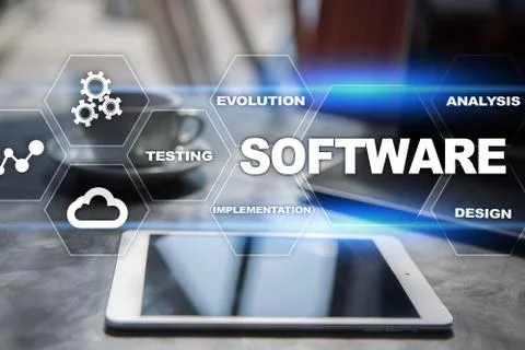 Software development. Data Digital Programs System Technology Concept. Stock Photos