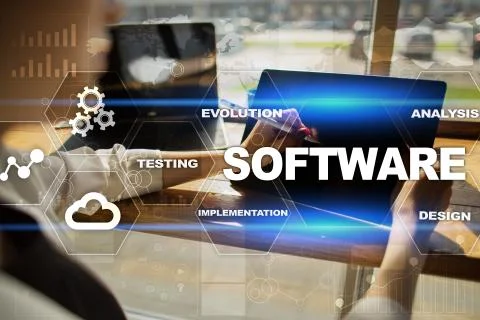 Software development. Data Digital Programs System Technology Concept. Stock Photos