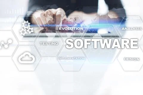 Software development. Data Digital Programs System Technology Concept. Foto stock