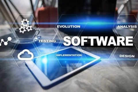 Software development. Data Digital Programs System Technology Concept. Foto stock