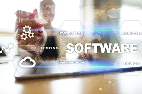 Software development. Data Digital Programs System Technology Concept. Foto stock