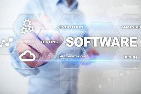 Software development. Data Digital Programs System Technology Concept. Foto stock
