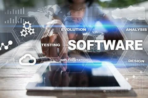 Software development. Data Digital Programs System Technology Concept. Stock Photos
