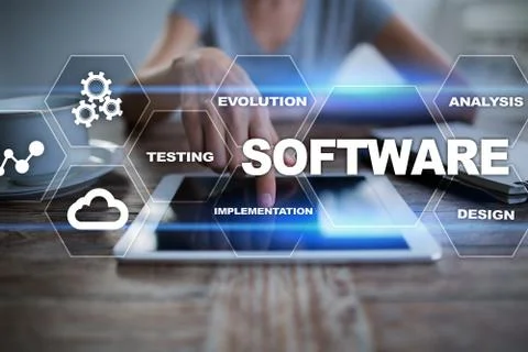 Software development. Data Digital Programs System Technology Concept. Foto stock